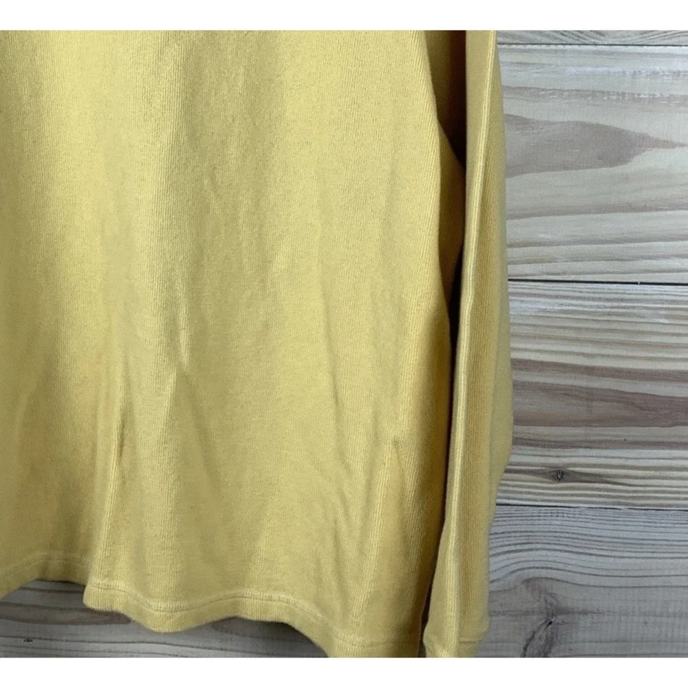 VTG Eddie Bauer 1/4 Zip Pullover Men Medium Yellow Ribbed Sweater Preppy Outdoor